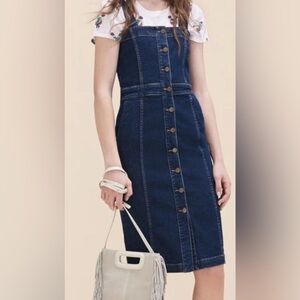 Maje Denim Button Up Midi Dress
